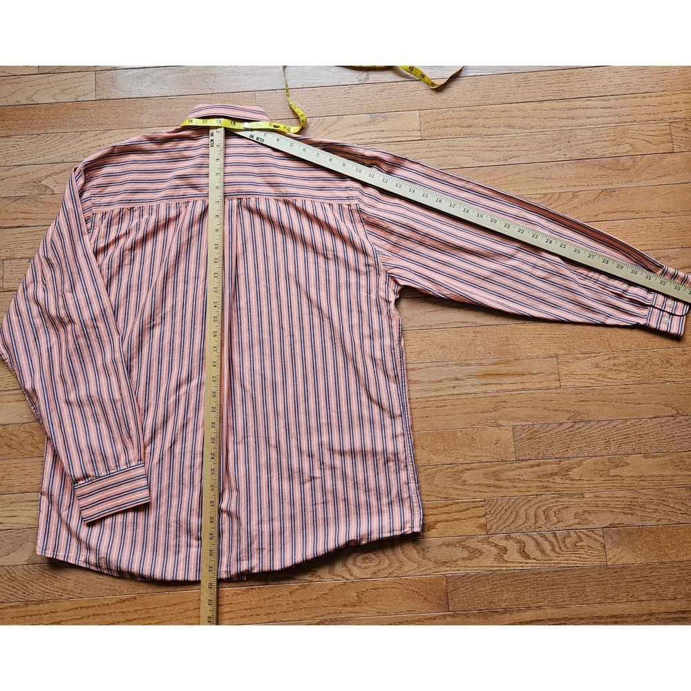 Cutter & Buck Men’s XL Button‑Down Shirt Salmon Peach Pinstripe Classic Fit - Picture 5 of 10